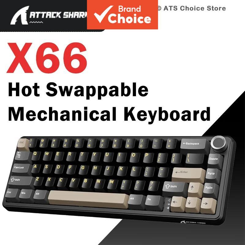 Teclado Mecânico ATTACK SHARK X66 | 66 teclas, Gasket Tri-Modo, Hot-Swap RGB, 3000mAh e botão CNC para PC/Mac