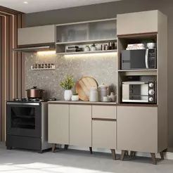 Armário de Cozinha Completa 260 cm Crema Nice Madesa 04