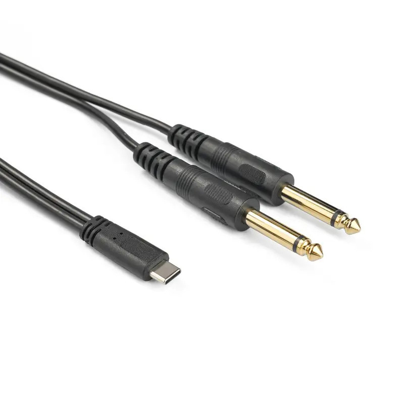 Cabo de Áudio USB C para 1/4" polegada, Cabo de Áudio Tipo C para Duplo 6.35mm TS com Divisor Y para Smartphone, Tablet,