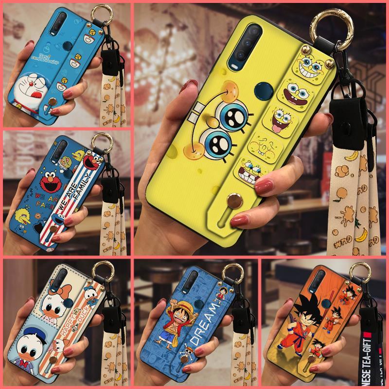 Capa Protetora Anti-Poeira Para Alcatel 1S 2020/1V 3L 2020 Cartoon Fashion Design Cordão Macia Traseira Silicone Pulseir