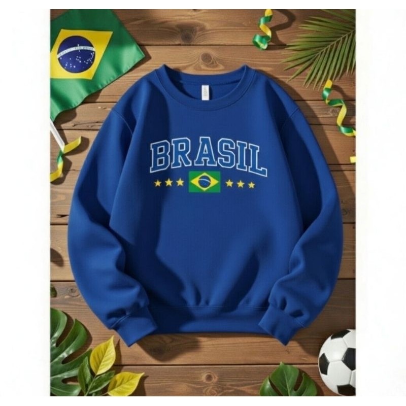 Moletom Careca Infantil Brasil Blusa de Frio Flanelado e Quentinho Menino e Menina Confortável