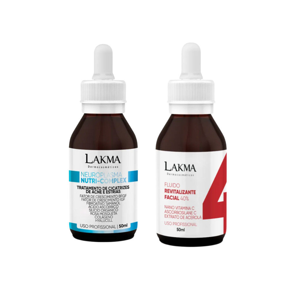 Kit Neuroplasma e Fluído Passo 4 Vitamina C 50ml Rejuvenescimento e Hidratação Lakma
