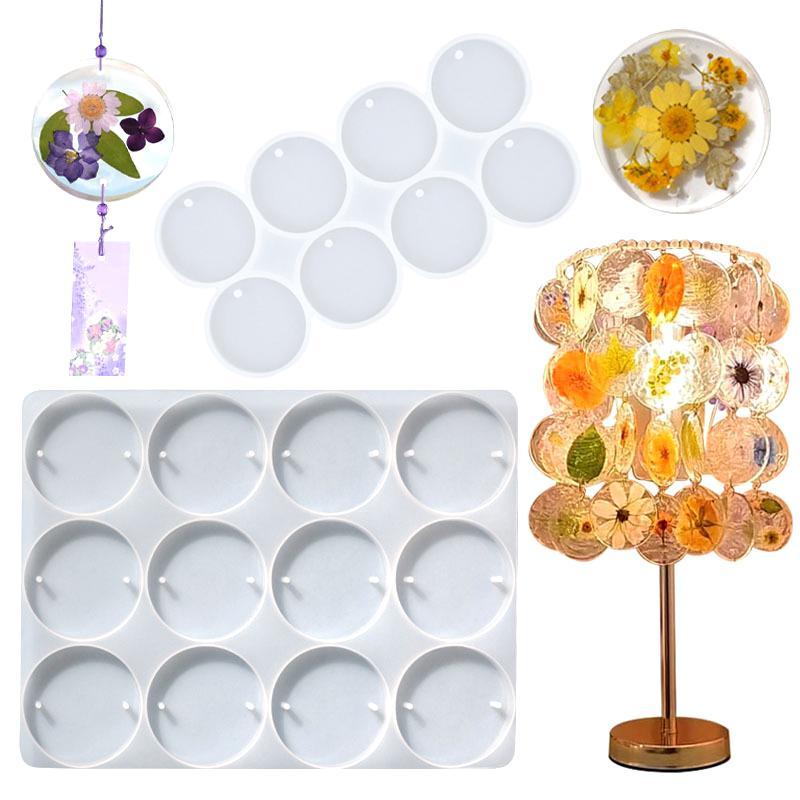 JTN 8/12 Pçs Redondo Oval Pingentes Molde De Resina DIY Brincos Epóxi Encantos Silicone Para Fazer Jóias Chaveiro Tag Fu