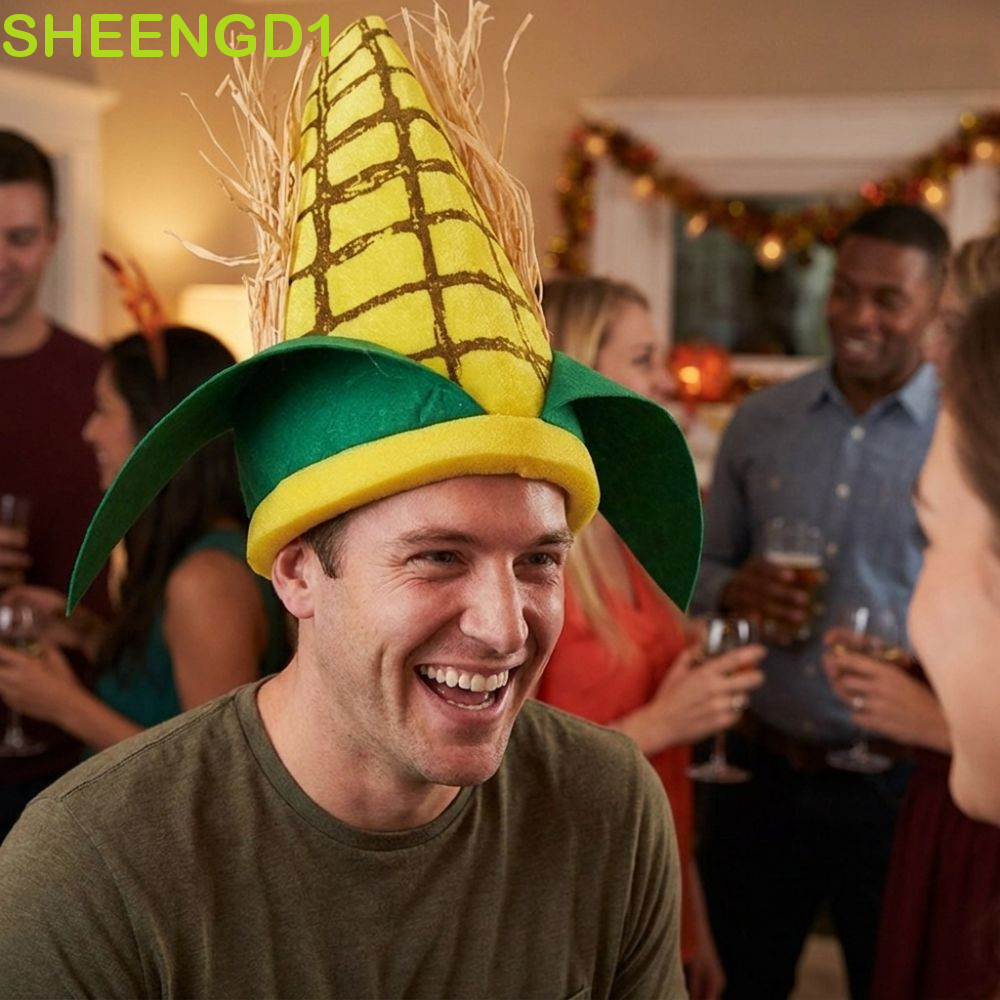 SHEENGD1 Chapéu De Festa Engraçado Em Forma De Milho , Fantasia De Espiga Com Ajuste Elástico Confortável De Feltro Maci