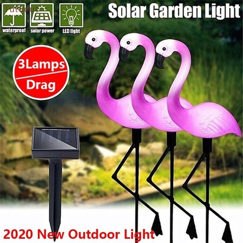 TUTU 3lâmpadas/Drag Novo Led Energia Solar Flamingo Gramado Jardim Estaca Paisagem Ao Ar Livre BR