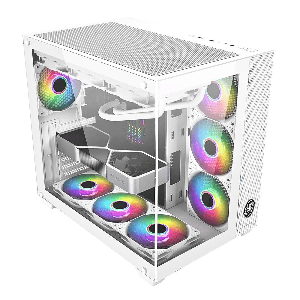 Gabinete Gamer Arbaton Branco Vidro Temperado + 4 Coolers ARGB Draxen
