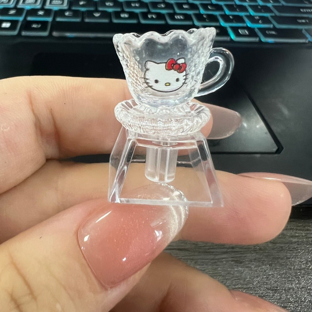 Bonito Kitty Copos Personalidade Keycap Transparente Keycaps Para Teclado Mecânico Ecs Chave Decoração