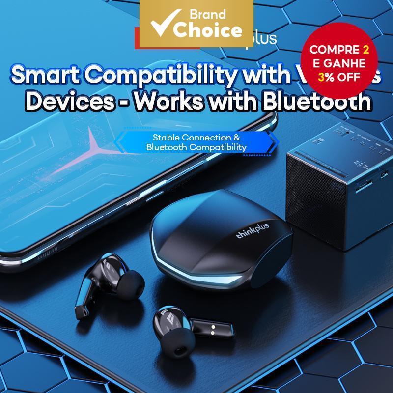  Fones de Ouvido Bluetooth Lenovo GM2 PRO para Jogos, Sem Fio, Bluetooth 5.4, Latência Ultra-Baixa, Estéreo HiFi, Luz