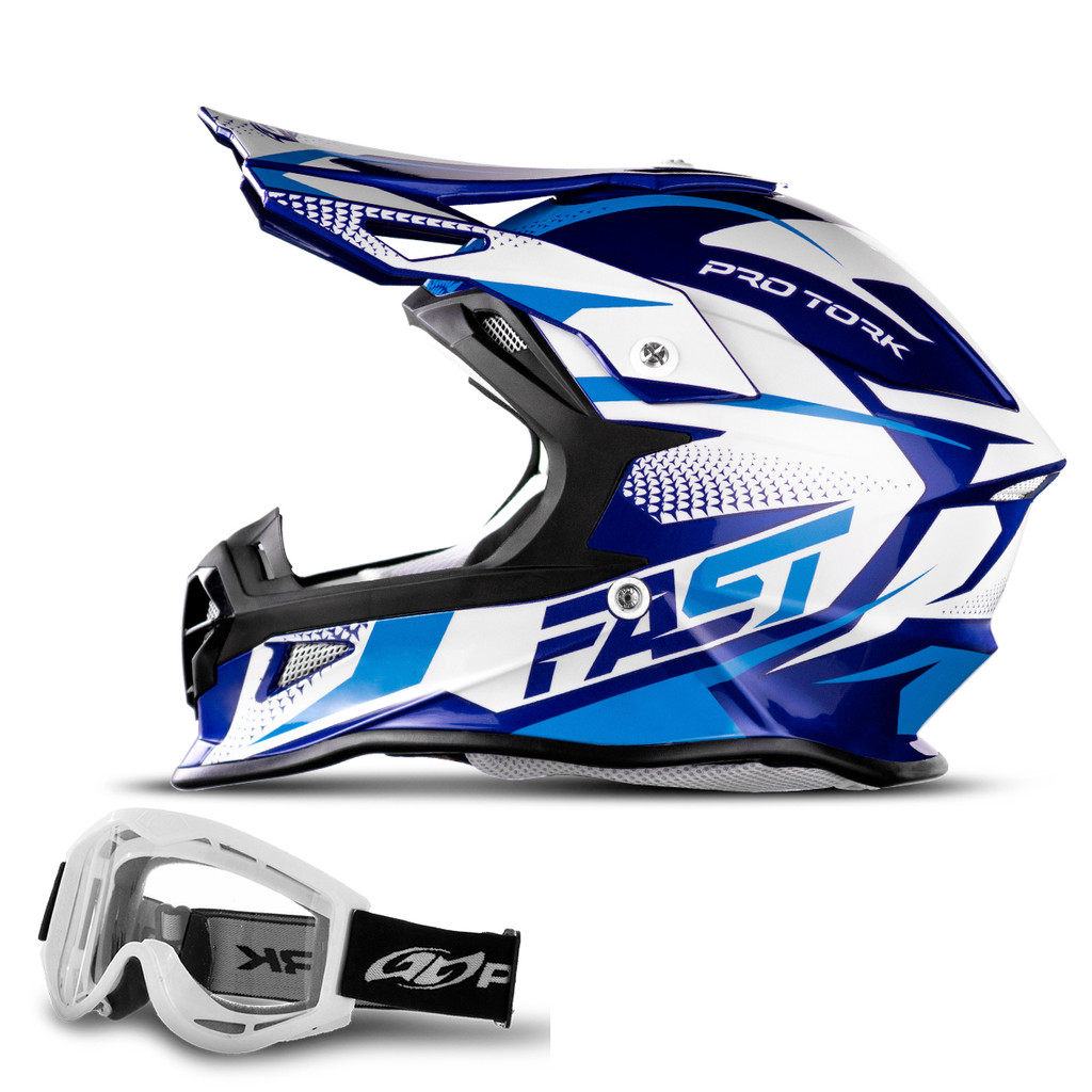 Kit Capacete Trilha Motocross Offroad Fast Tech + Oculos 788 em Oferta na Shopee