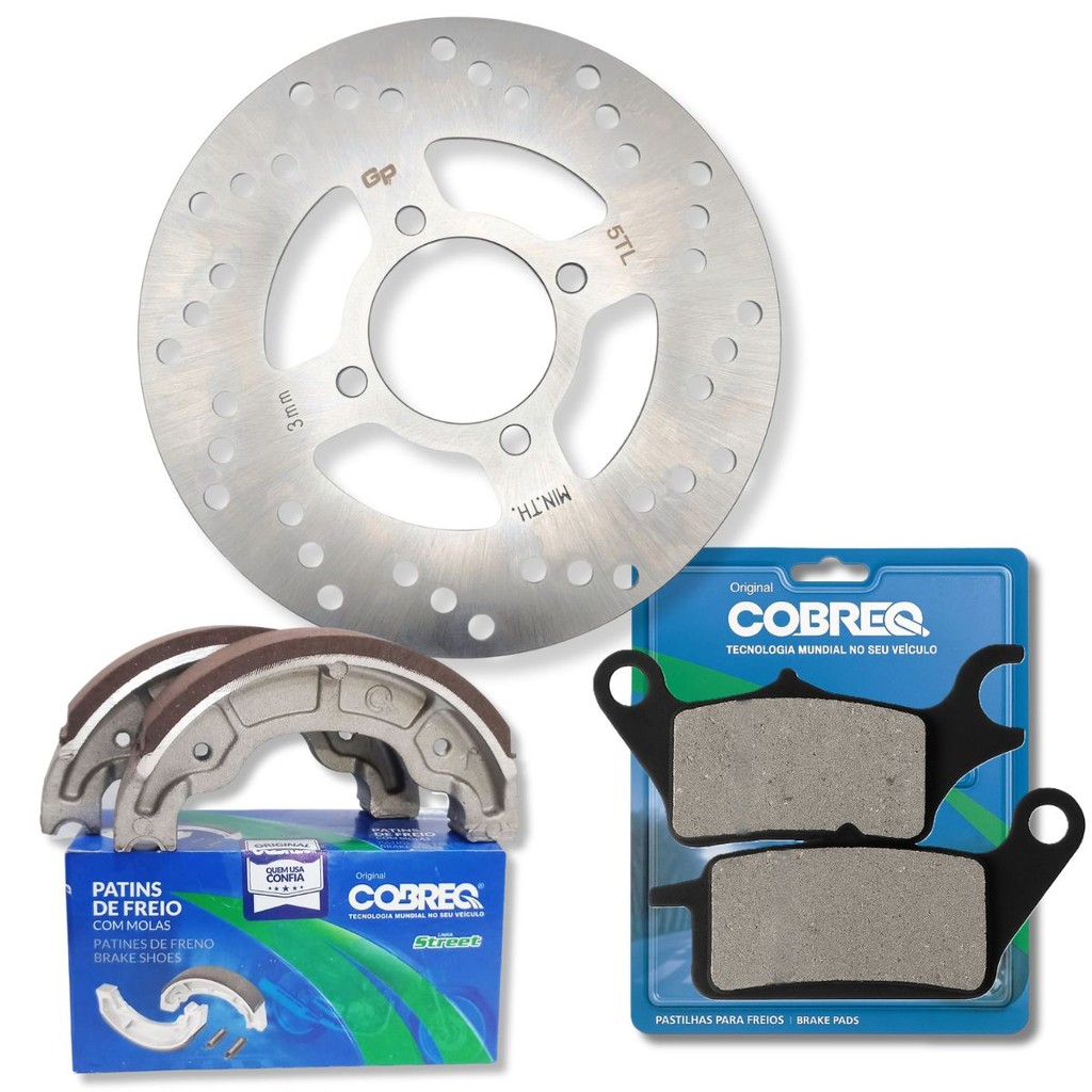 Disco de Freio Dianteiro Neo 125 Ubs + Pastilhas e Lonas Cobreq em Oferta na Shopee