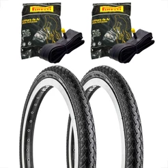 Par Pneu Levorin Comfort Balão Aro 20 x 1.75 + Par Camara Pirelli Bico Grosso Bicicleta Infantil Bmx