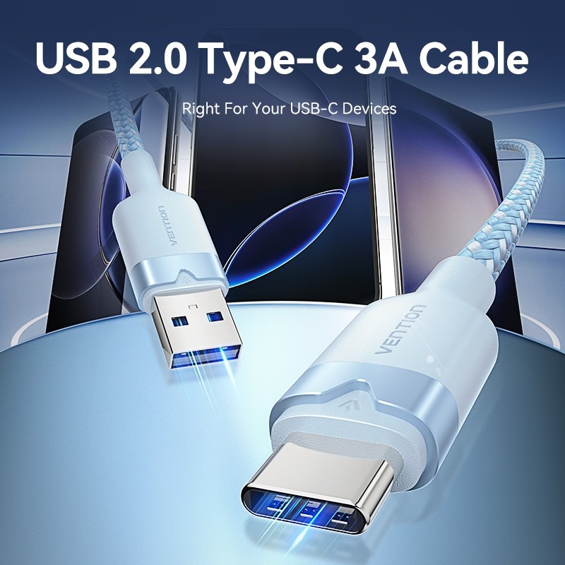 Vention 60W Super Carregamento Tipo-C Cabo 3A 480Mbps USB De Carga Rápida Para Samsung iPhone
