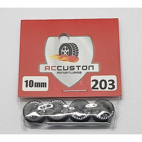 Rodas com pneu de borracha Para Customização de Hot Wheels Matchbox e Miniaturas 1/64  Ac Custon  10 mm modelo 203