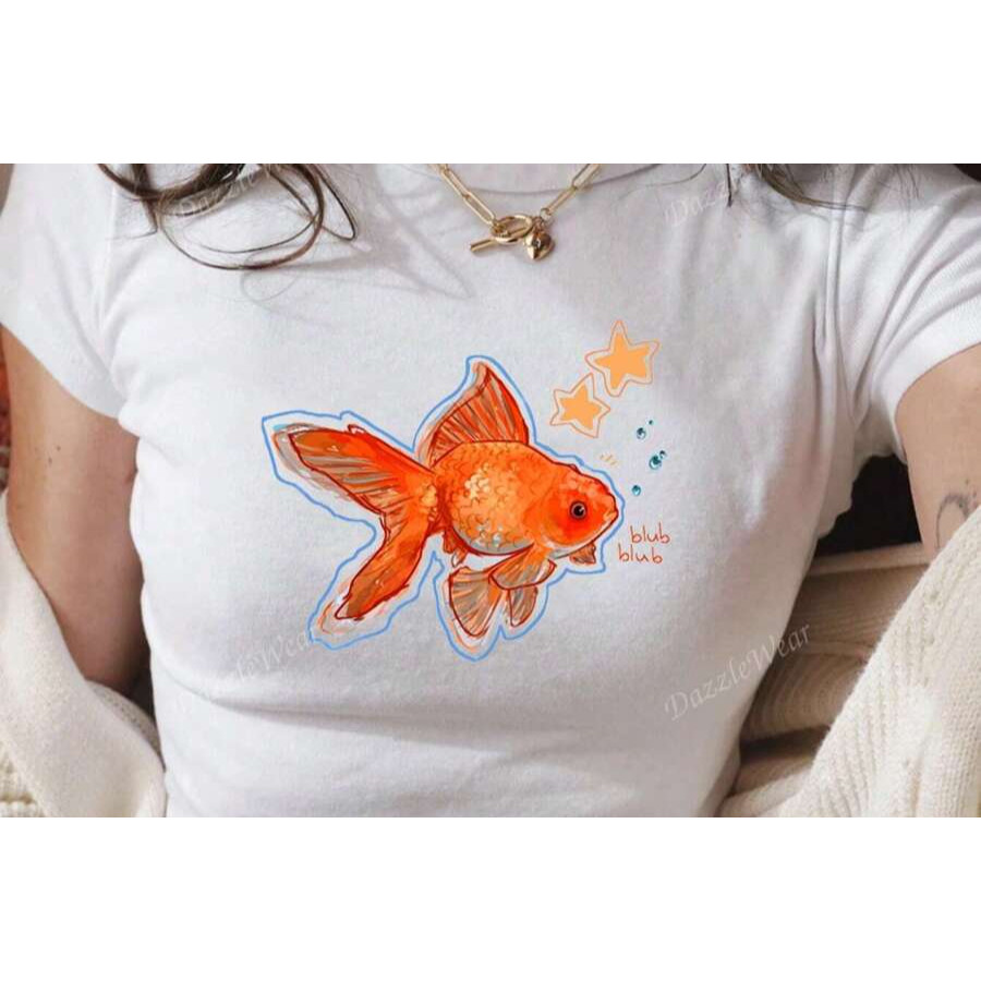Camiseta Básica 100% Algodão P-G3 Peixe Laranja Lançamento 2025 Envio Imediato Mar Natureza em Oferta na Shopee
