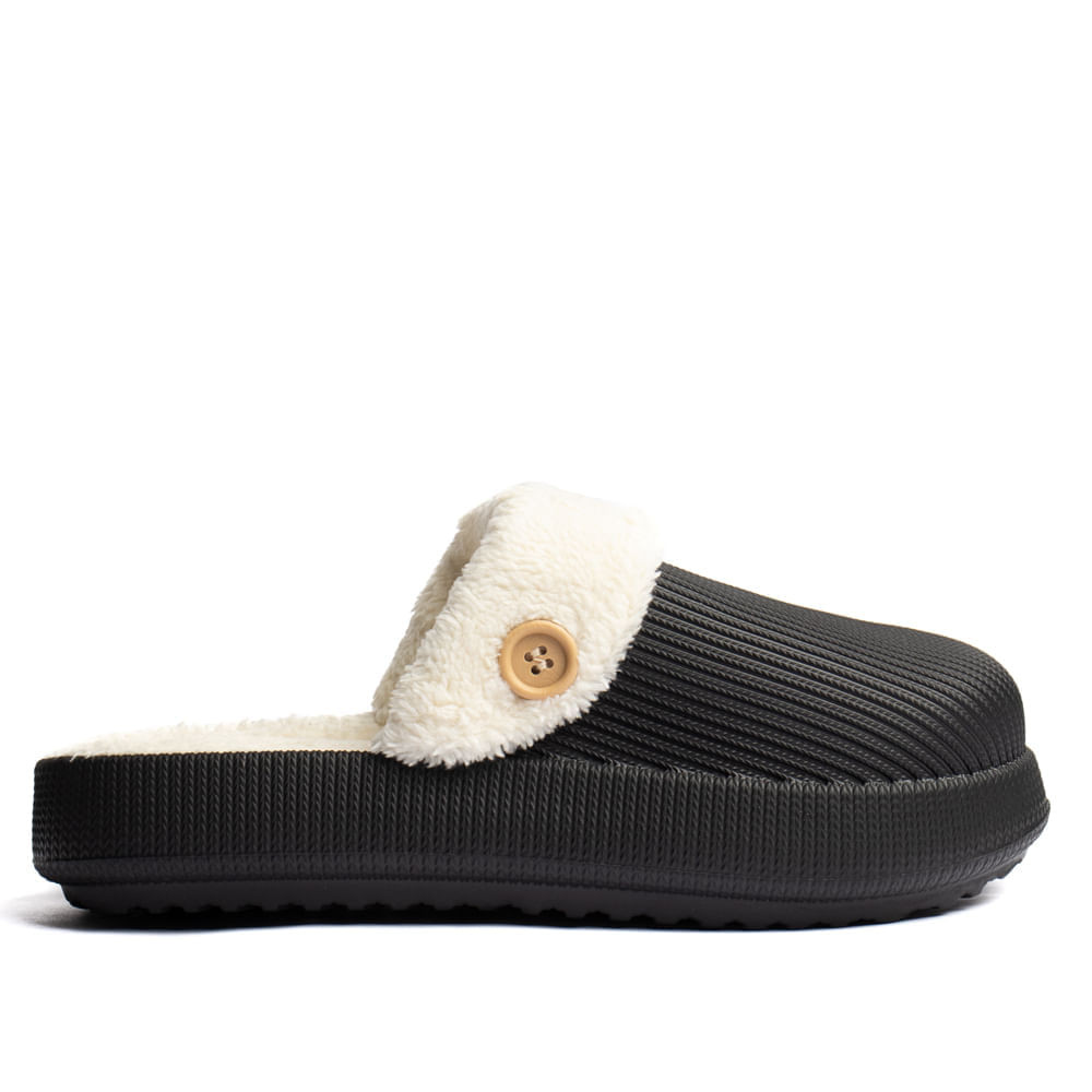 Pantufa Feminina Yvate EVA com Forro Peluciado Preto em Oferta na Shopee