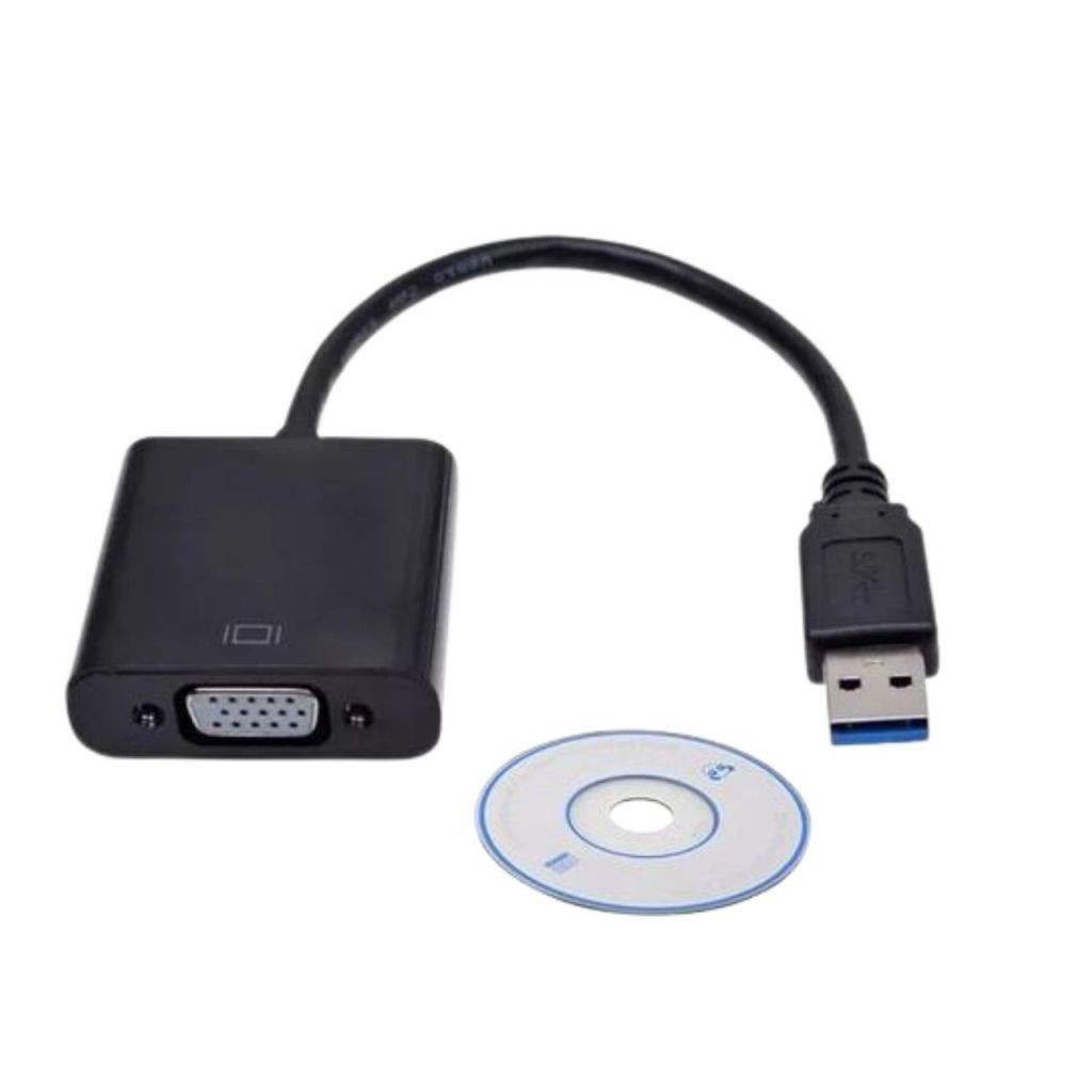 Cabo Conversor Adaptador USB 3.0 Macho para VGA Fêmea - Compatível com USB 2.0 - Espelhamento de Tela.