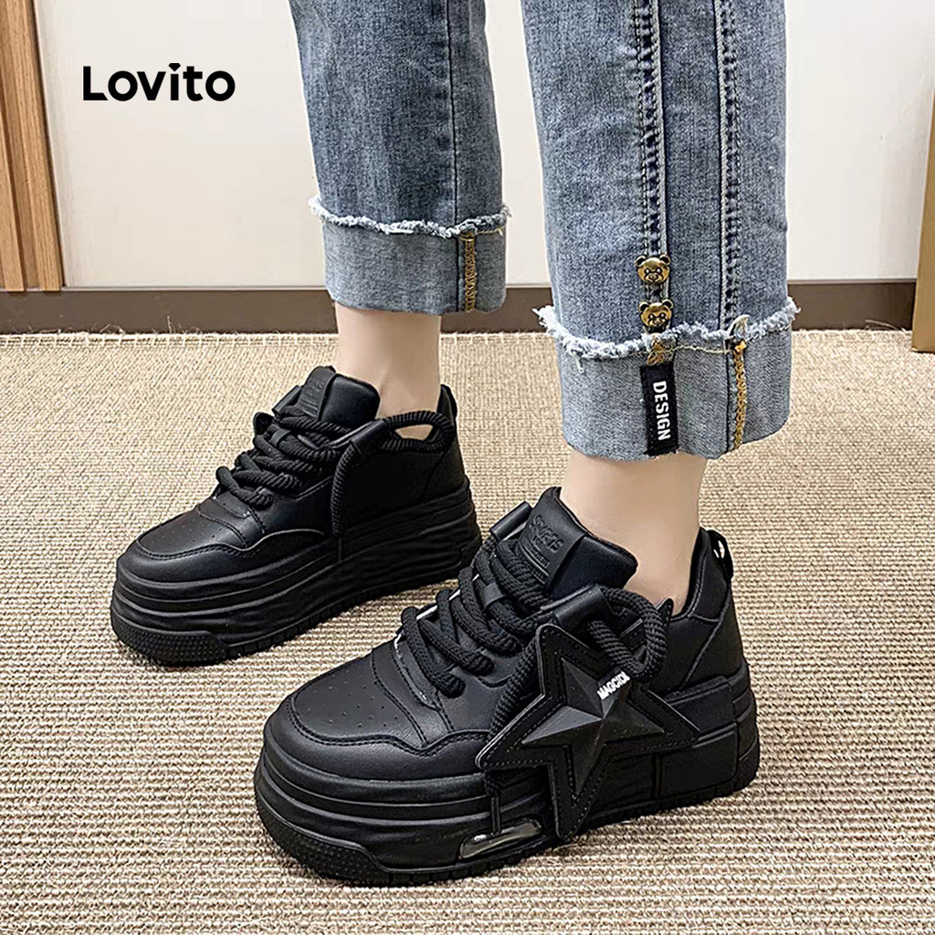 (facc) Lovito Tênis Esportivos Brancos Sneakers Estrela para mulheres LFA89010 em Oferta na Shopee