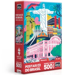 QUEBRA CABEÇA NANO BRASIL MONUMENTOS POSTAIS DO MUNDO 500 PEÇAS PEQUENAS TOYSTER PUZZLE TURÍSTICO