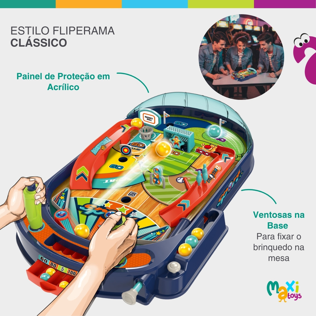Jogo Fliperama Pinball de Mesa Brinquedo Infantil Maxi Toys · foto 2