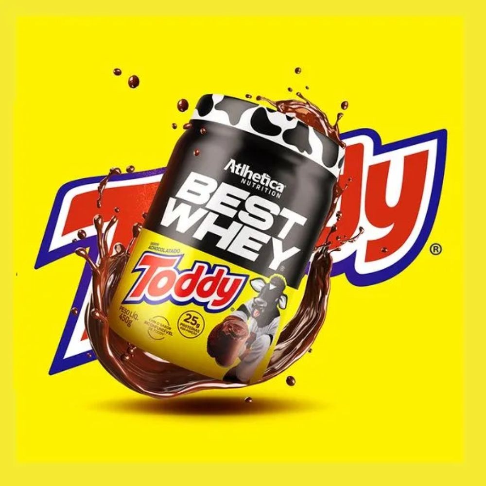 Detalhes do Best Whey Atlhetica Nutrition Sabor Achocolato Toddy 25g de Proteína 450g