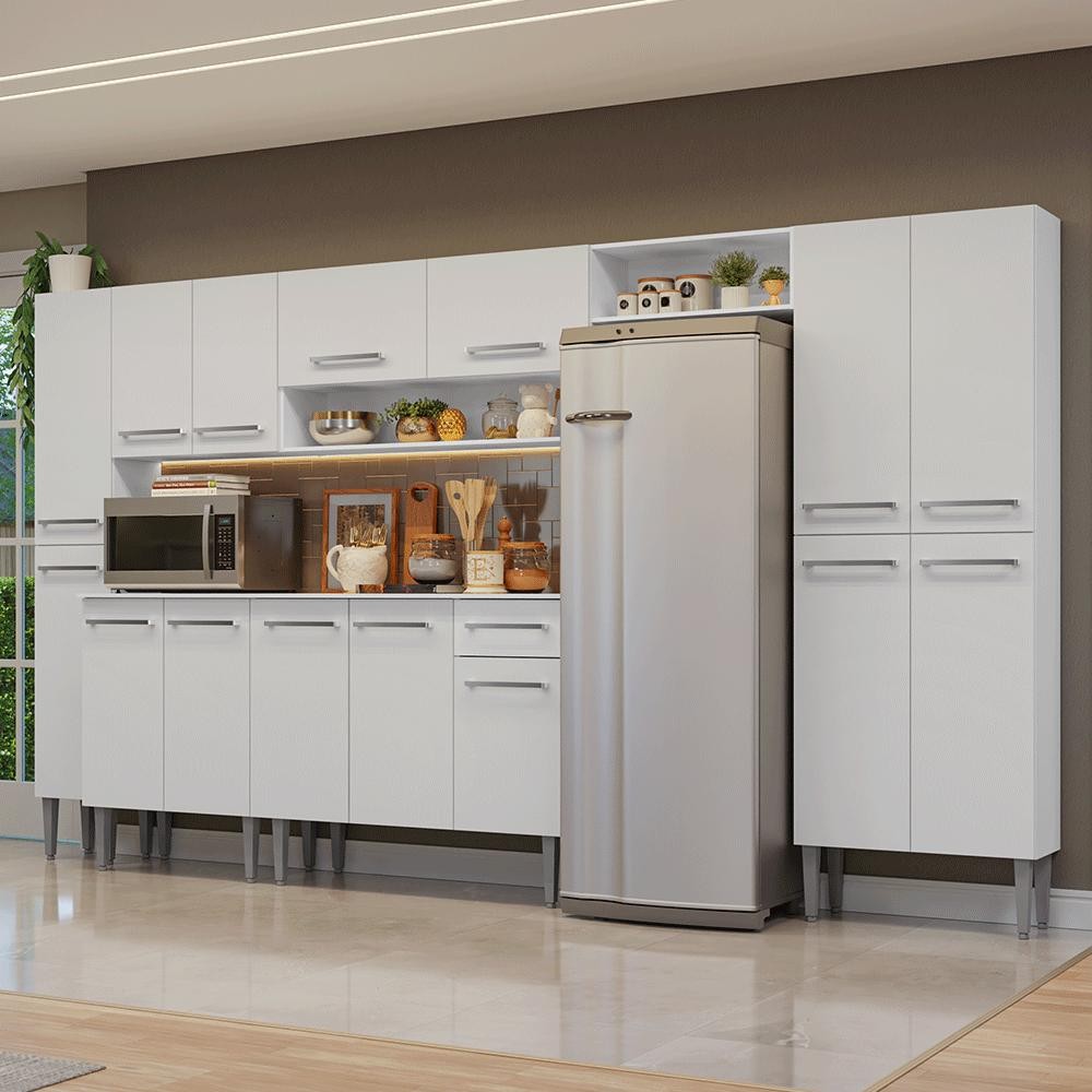 Armário de Cozinha Completa 325cm Branco Emilly Madesa 07