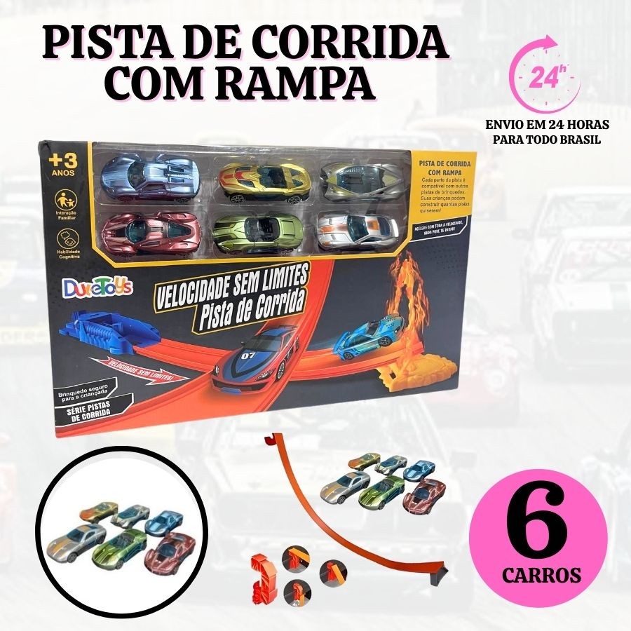Mega Combo Pista + 6 Carrinhos Racing Estilo Hotwheels - Dute Toys
