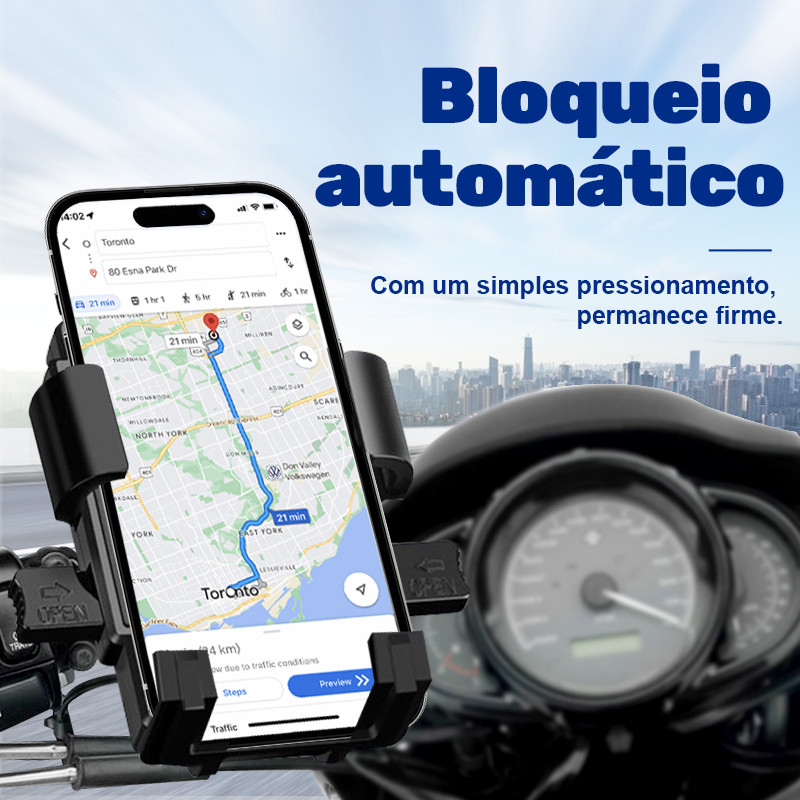 Suporte Celular Moto GPS articulado Trava Automática Anti Queda Motoboy LE-024 em Oferta na Shopee