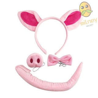 MILLNEY Orelhas De Porco Nariz Cauda Kit De Fantasia De Festa De Natal Para Adultos Crianças Acessórios Tiara