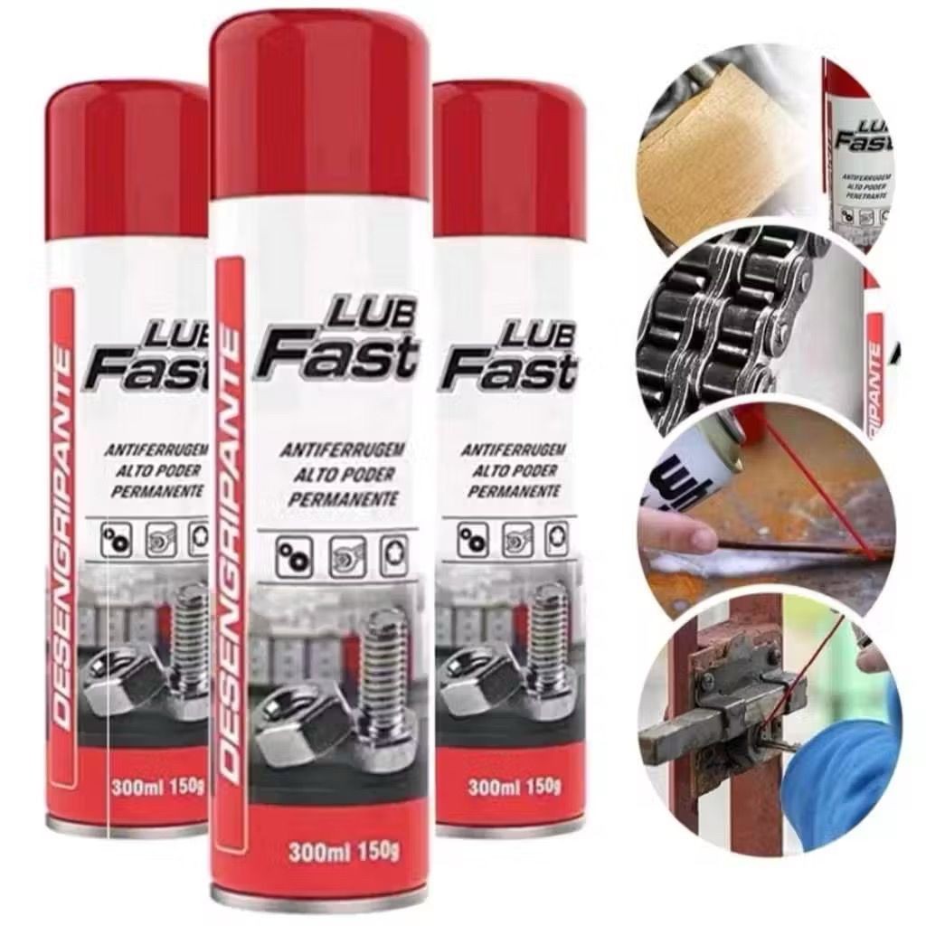 KIT COM 3 UNID. - Spray Lub Fast Desingripante 300ml; Óleo Antiferrugem/Desengripante/Lubrificante Lub fast Uso Geral