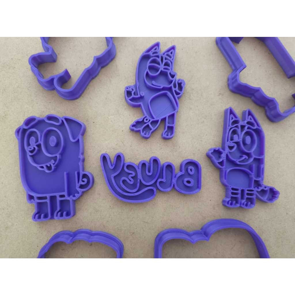 BLUEY Cortador de Biscoito / Cookies / Massinha / Biscuit Carimbo Desenho  KIT 4 PEÇAS