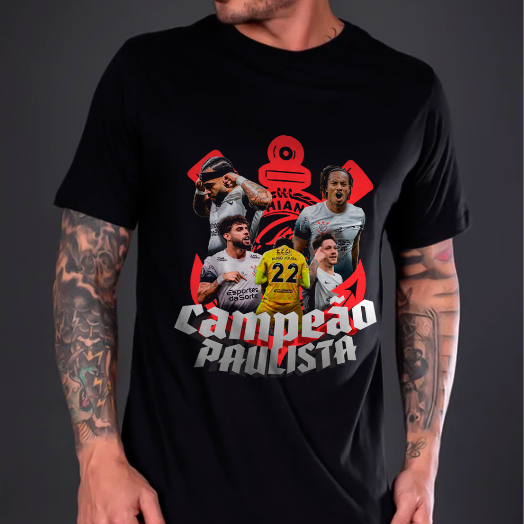 Camisa Camiseta Corinthians Campeão Paulista Gaviões da fiel torcedor tecido leve