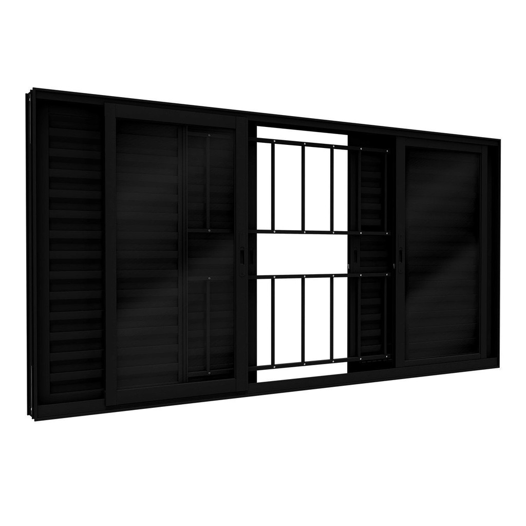 Janela Veneziana de Alumínio 6 Folhas com Grade e Fecho Embutido 120x150cm Lucasa Eccellente