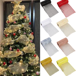 2M Árvore De Natal Malha Tule Rolo Gaze Tecido Fita Caixa De Presente Embrulho Decoração De Festa