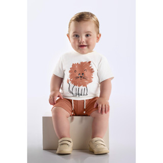 Conjunto Camiseta Leão e Bermuda Bebê Up Baby em Oferta na Shopee