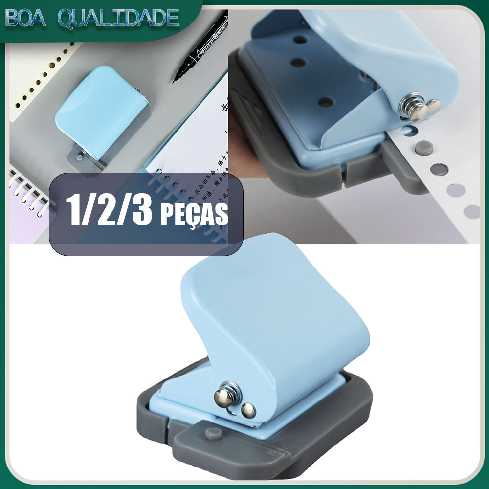 Perfurador de folhas soltas azul com 6 furos, 1/2/3 peças, furo redondo B5 A4 A5, perfurador de folhas soltas