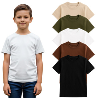 Kit 5 Camisetas Infantil Básicas 100% Algodão  – Manga Curta Unissex em Oferta na Shopee