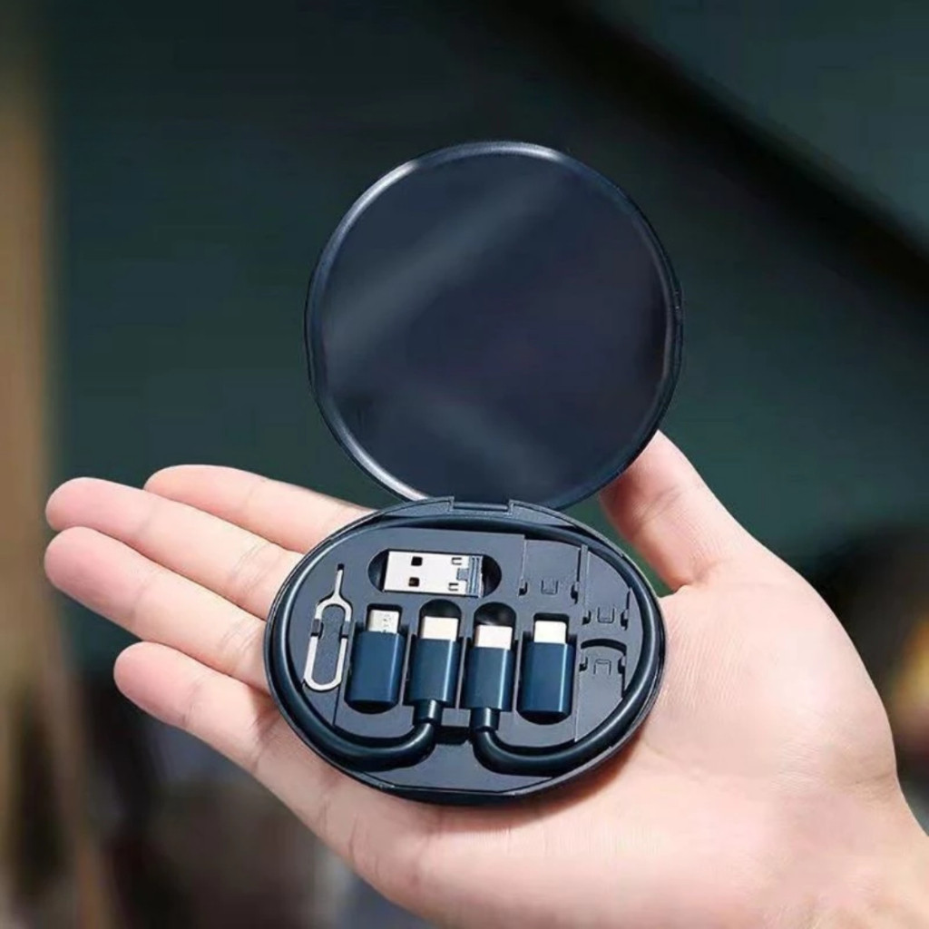 Kit Adaptador Cabo Carregamento Múltiplo 6 em 1 – USB C Para USB/ Celular/ iPhone/ Android/ Suporte Portátil Universal