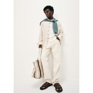 Calça Masculina Reta Em Sarja em Oferta na Shopee