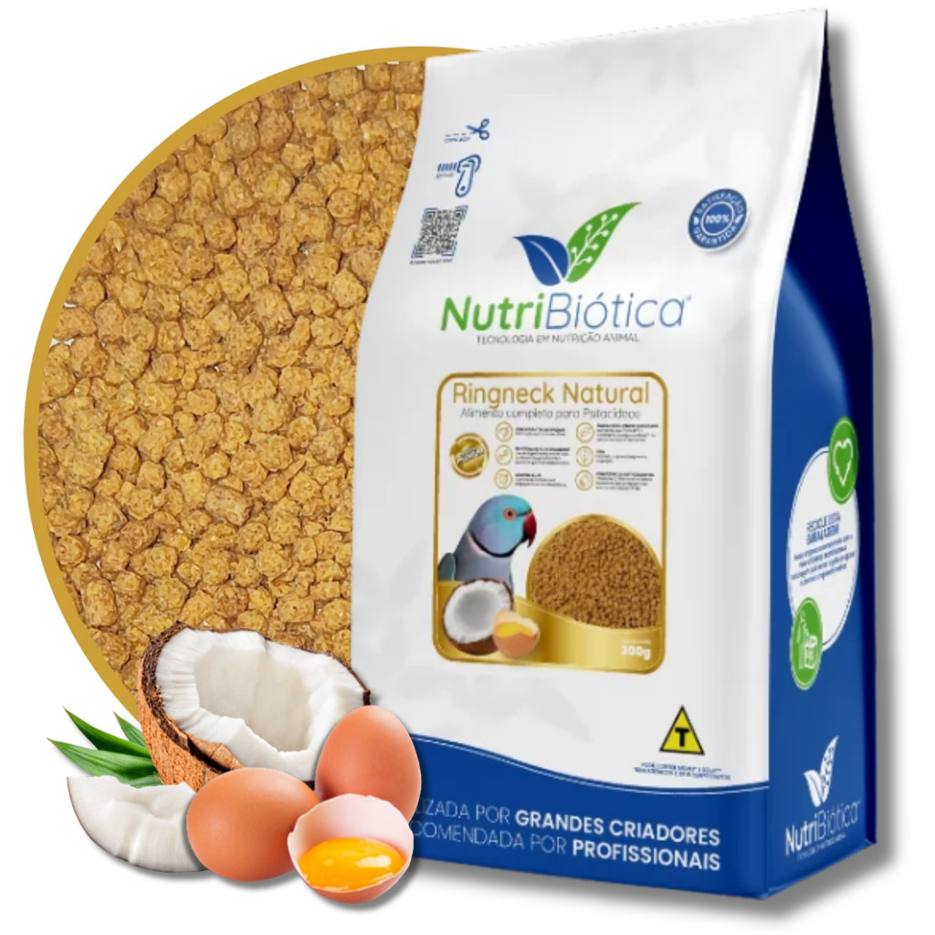 Ração Extrusada Ring Neck Natural Super Premium Nutribiótica 300g Manutenção Reprodução Ringnecks