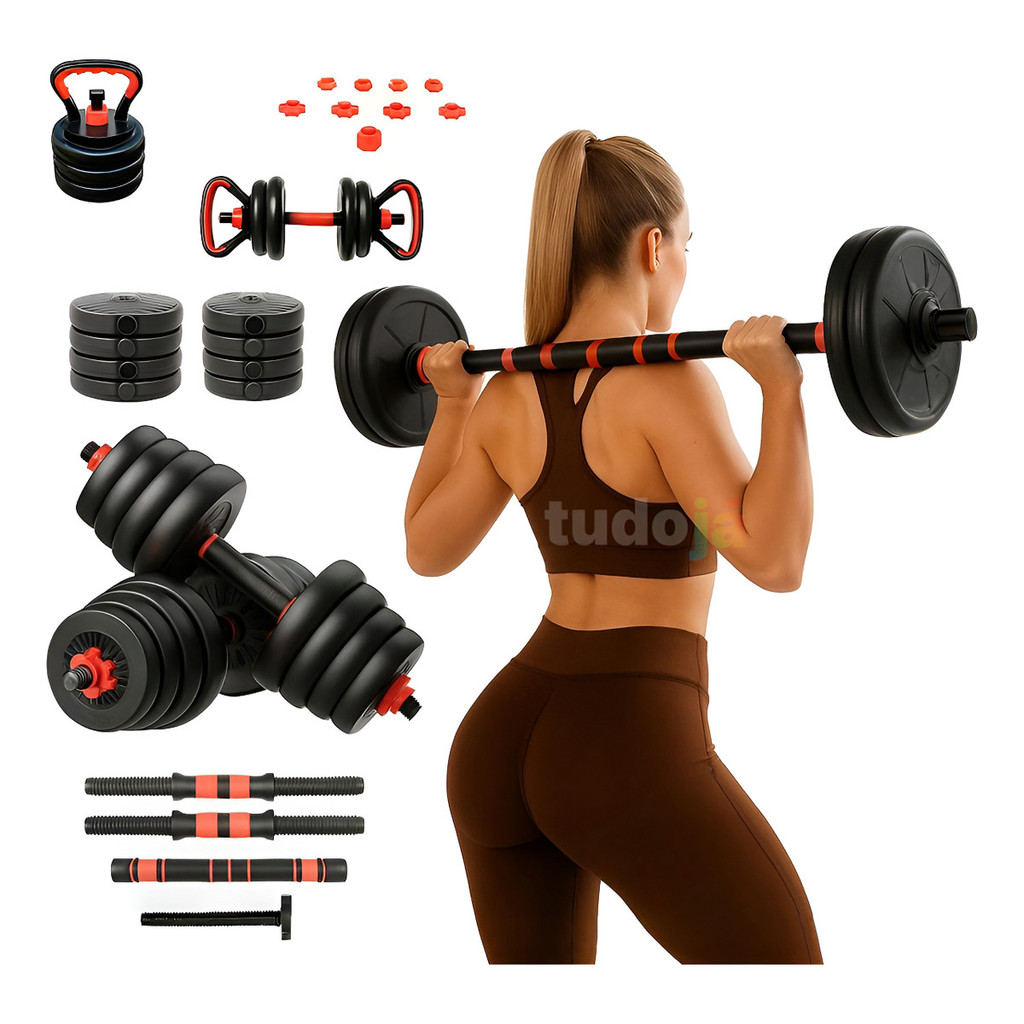 Kit De Halteres E Anilhas Ajustáveis Kettlebell Academia Fit