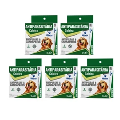 05 Coleira Cães Antipulgas E Carrapatos Dugs 56cm World