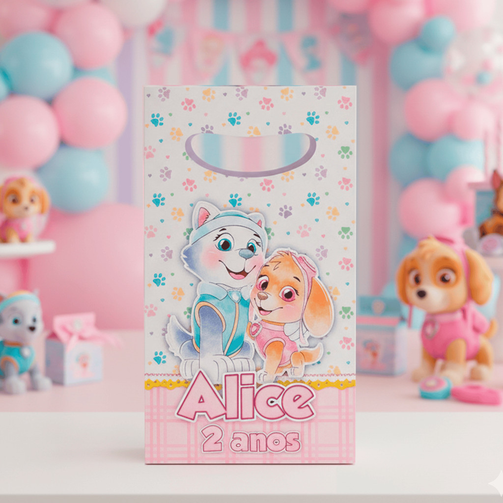 Sacolinha Surpresa - Skye e Everest Patrulha Canina Rosa - Festa Aniversário - PEGUE E MONTE em Oferta na Shopee