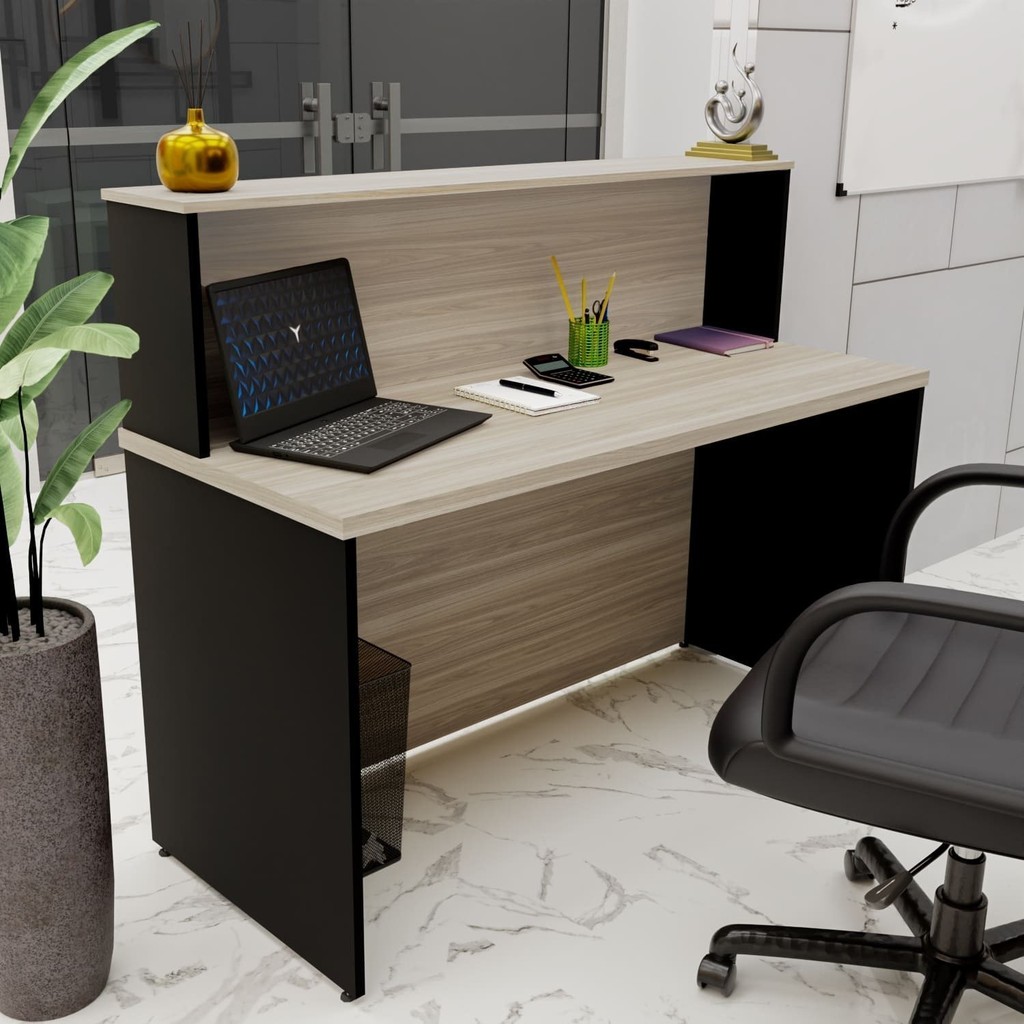 Balcão Atendimento Recepção Consultório 120x60cm Carvalho em Oferta na Shopee