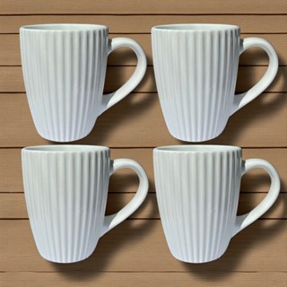 Kit 4 Canecas Branca Frisada 350ml Cerâmica Scalla em Oferta na Shopee