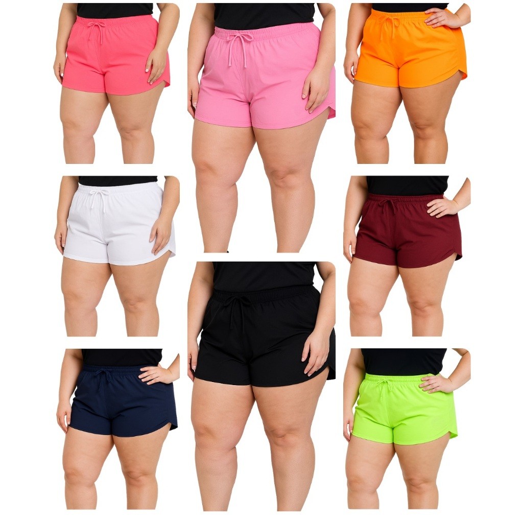 Short Tactel PLUS SIZE Feminino Academia Verão Casual Soltinho em Oferta na Shopee