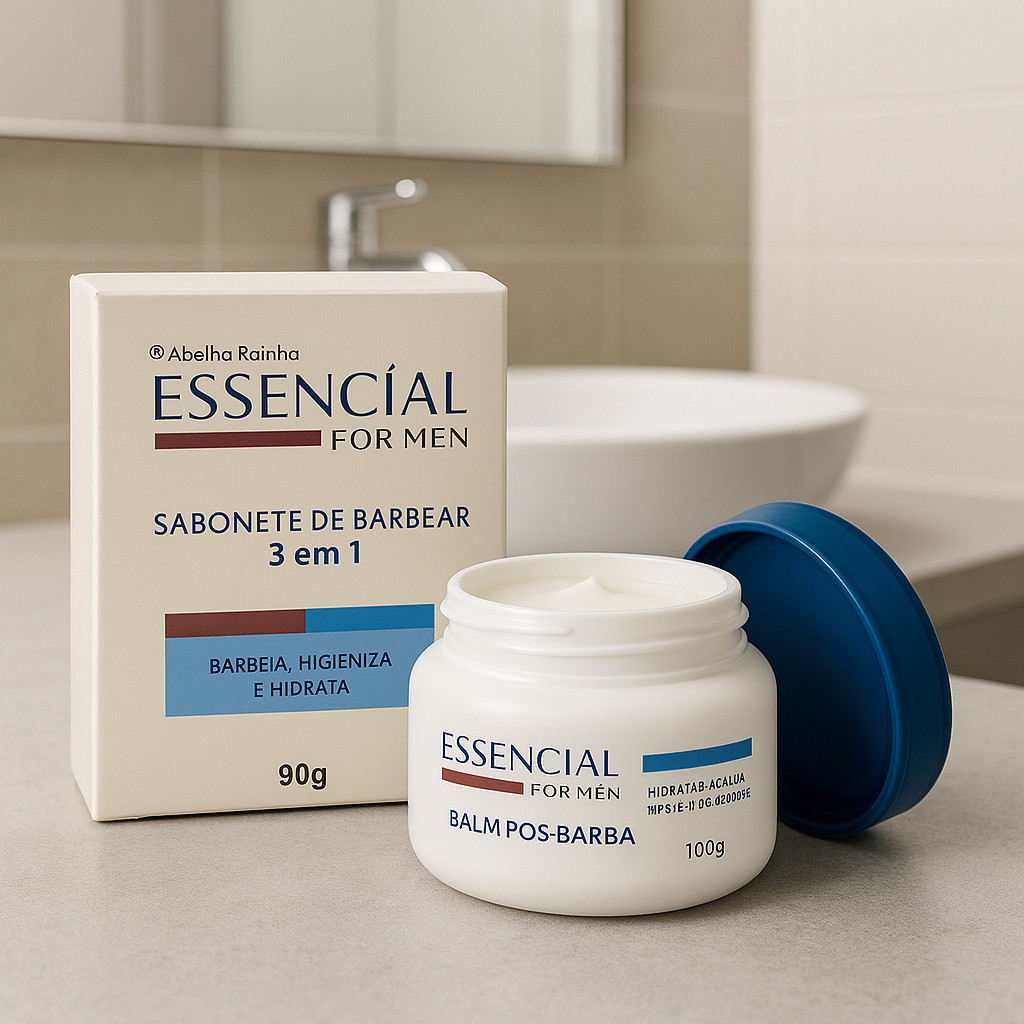 Sabonete de Barbear 3 em 1 E Balm Pós-Barba Proteje Das Irritações Causados Pela a Lâmina Abelha Rainha em Oferta na Shopee