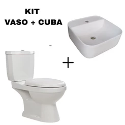 Kit Vaso Sanitário Basic + Cuba Cerâmica Apoio 40x40 cm