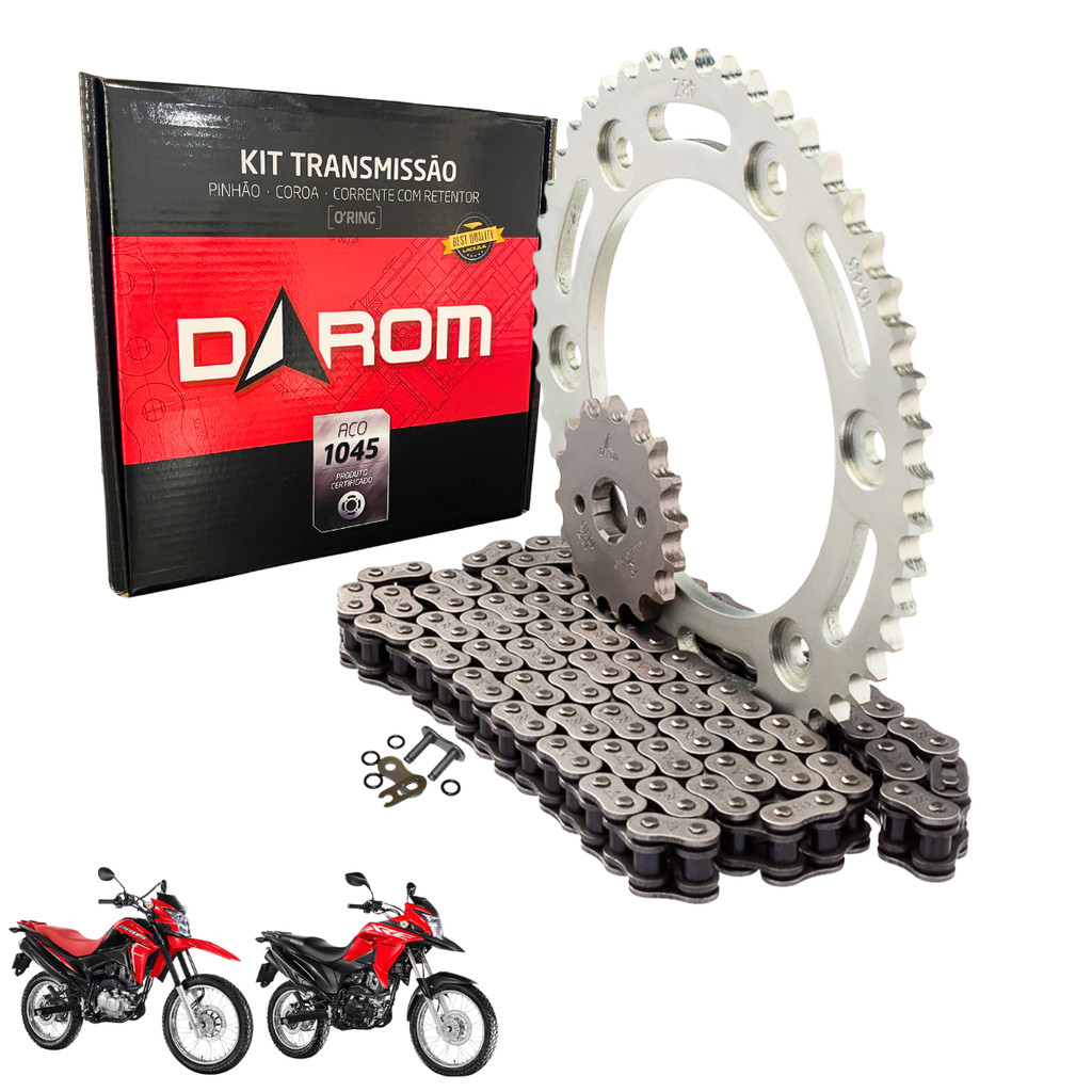 KIT RELAÇÃO COM RETENTOR BROS 160 15 A 24 XRE 190 TRANSMISSÃO