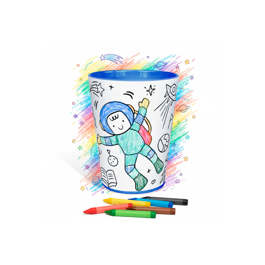 Copo Para Pintar com Giz de Cera - Astronauta - Tuby