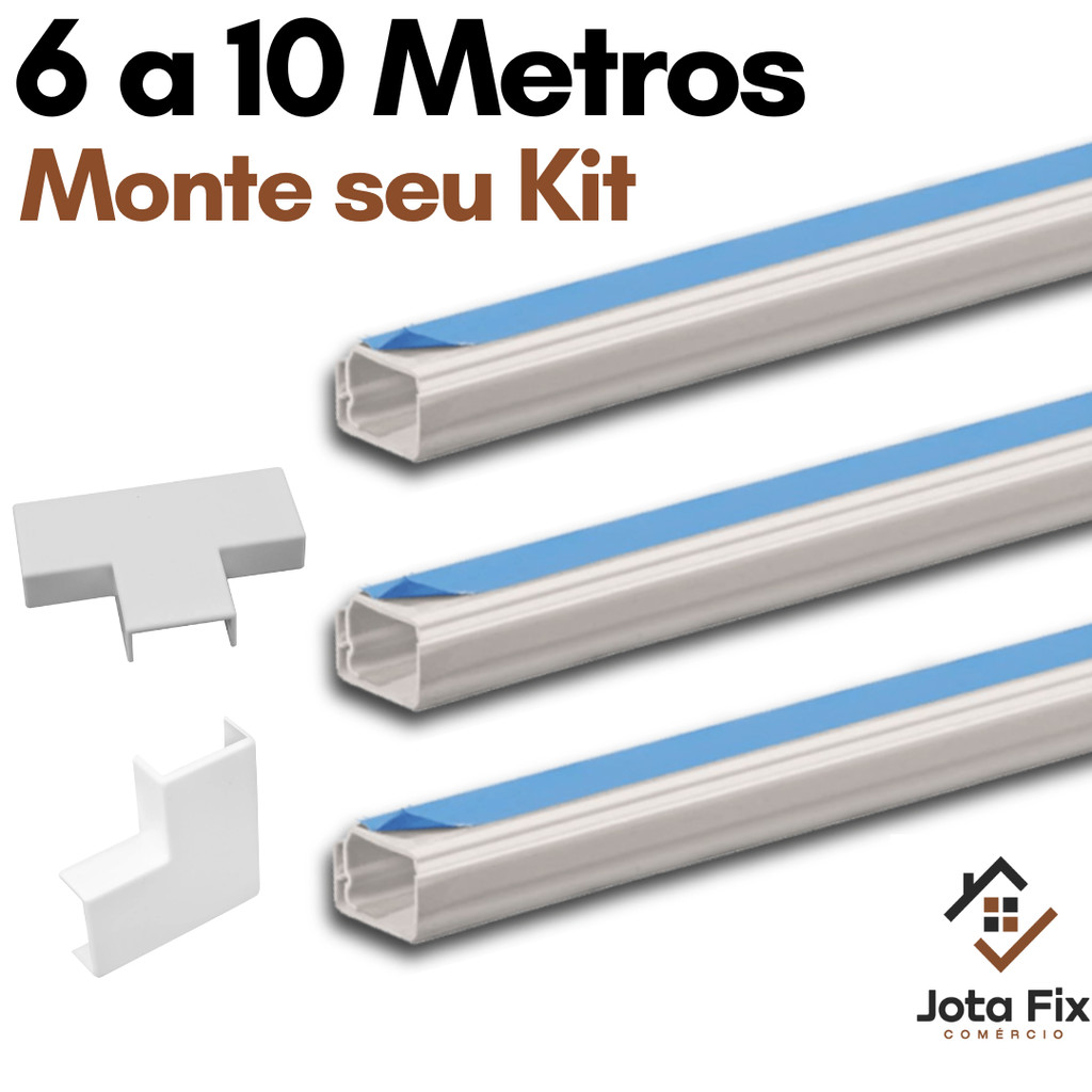 Canaleta para Fio Organizadora de Cabo 6 a 10 Metro Canaleta Adesiva Esconde Fio Conector Emenda